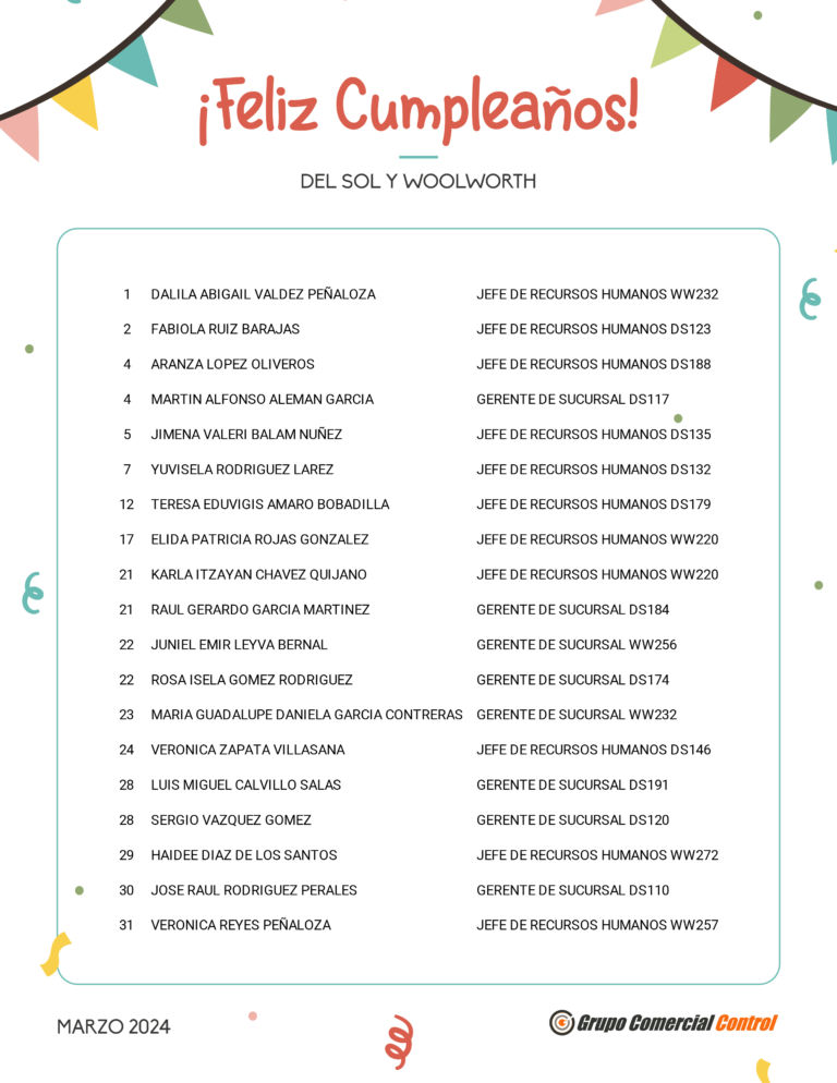 Cumpleaños Marzo DSWW
