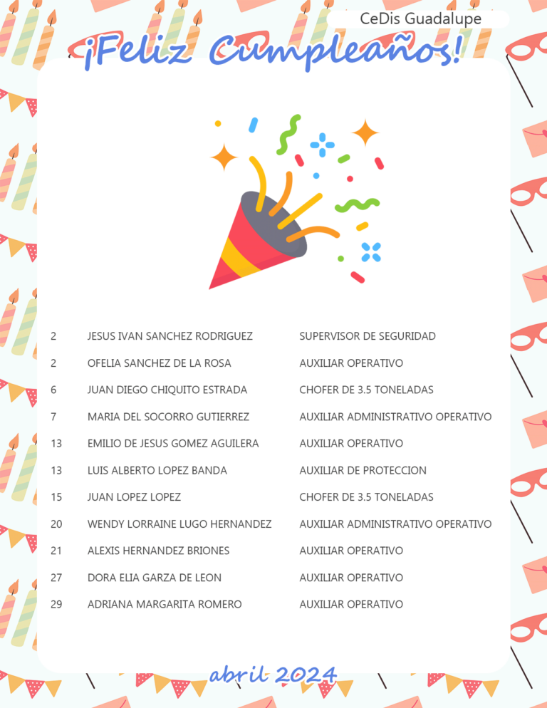 BEC0324 - Cumpleaños abril CEDIS GPE